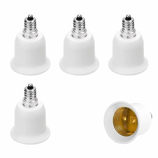 5-Pack E12 to E26 Adapter, Chandelier Light Socket, Candelabra E12 to Medium Socket E26/E27 Converter Bulb Base Adapter Converter for Ceiling Fans Light, Pendant Light