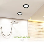 ASD Flat Trim Retrofit LED Recessed Lighting 6 Inch | Ultra Thin Black 12W 971LM Wet Rated Dimmable Downlights | 2700K-5000K Adjustable LED Recessed Light Fixtures | Disk Can Lights, ETL 12 Pack