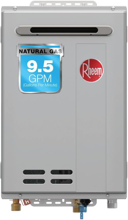 Rheem RTG-95XELN-3 High Efficiency Non-Condensing Outdoor Tankless Natural Gas Water Heater, 9.5 GPM with WiFi