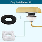 Universal Metal Front Mount Toilet Handle Replacement Kit Compatible with Kohler Toilet Tank Parts, Toilet Flush Lever Handle with Flapper Chains, Polished Gold