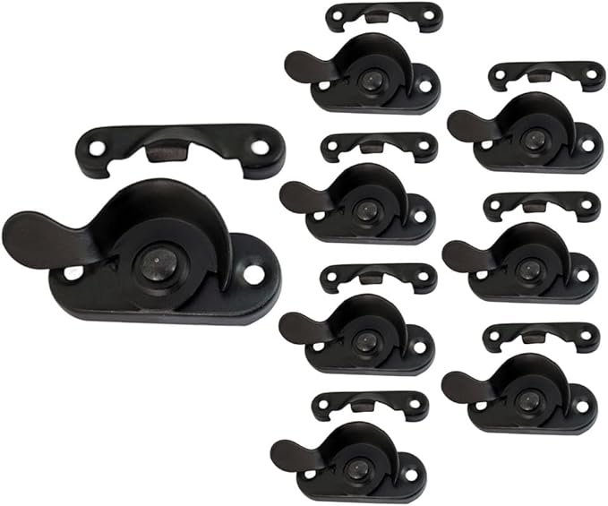 QCAA Steel Window Sash Lock, CTC 2", Matte Black, 8 Pack, Made in Taiwan