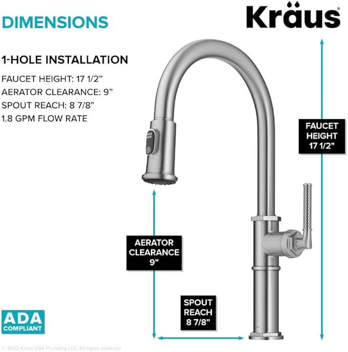 KRAUS® Allyn™ Traditional Industrial Pull-Down Single Handle Kitchen Faucet in Spot-Free Stainless Steel, KPF-4100SFS