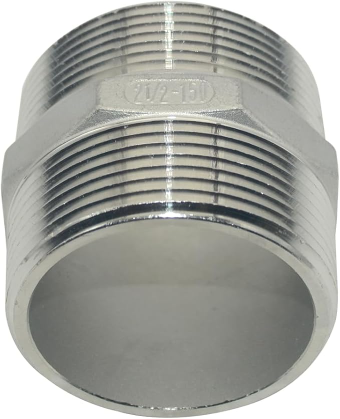 1/8" ~3" NPT Male Threaded Hex Nipple,Stainless Steel 304 Quick Coupler Pipe Fitting (2.5")