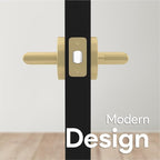 Mega Handles Ronn Privacy Door Handle - 2 Pack Interior Reversible Gold Door Handle, Heavy Duty Bed & Bath Door Handles with Privacy Door Lock, Fits All Standard Doors - Satin Brass