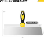 Mister Rui Taping Knife, 14 Inch Stainless Steel Drywall Tools, Soft Grip Handle, Spackle Knife, Taping Tools for Effortless Drywall Repairs & Finishing Touches
