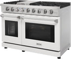 48-inch Pro-Style Natural Gas Range or Liquid Propane Gas Range with 6 Burners & 1 Griddle Cooktop, Double 4.6 cu. ft. and 2.2 cu. ft. Oven, in Stainless Steel - KOS-48RG03M (White-01)