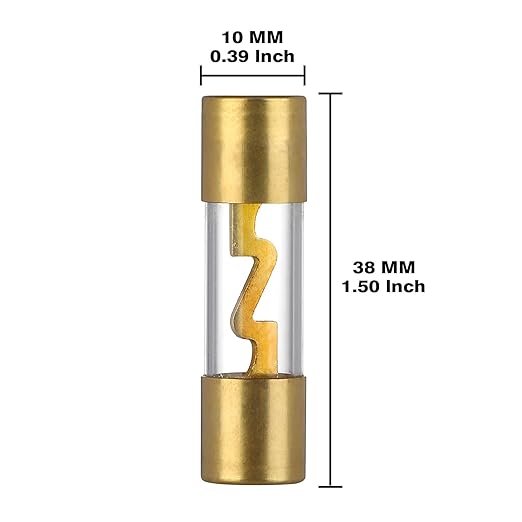 60A AGU Fuse 60 Amp Gold Plated Glass Inline Automobile Audio Fuses for Car Auto Stereo Amplifier Safety Power Protection 12V (Pack of 5 Pcs)