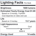Energetic BR40 LED Indoor Flood Light Bulbs, Dimmable, 5000K Daylight, 110W Equivalent, 1600LM, E26 Base, Recessed Can Light, High Lumen, Flicker Free, UL Listed, 10 Pack