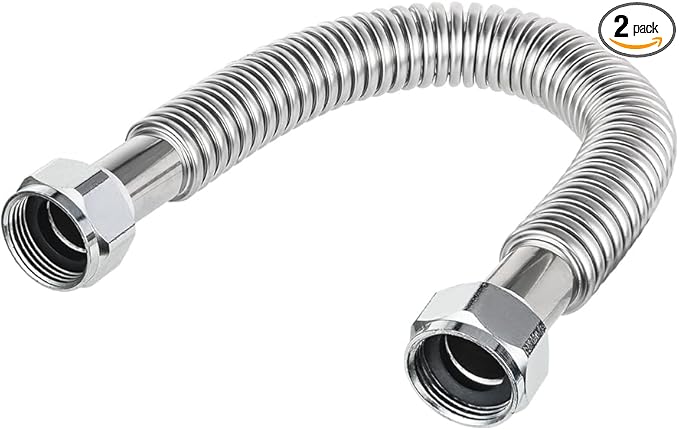 (Pack of 2) EFIELD 24-inch 3/4" FIP x 3/4" FIP Flexible Stainless Steel Corrugated Hose Connector for Water Heater, Water Softener,(HOSE040)