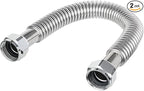 (Pack of 2) EFIELD 24-inch 3/4" FIP x 3/4" FIP Flexible Stainless Steel Corrugated Hose Connector for Water Heater, Water Softener,(HOSE040)