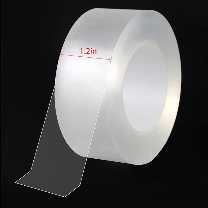 Transparent Weather Sealing Tape, Clear Draft Isolation Film Tape for Door Draft Stopper, Adhesive Tape for Doors, Windows and Shower Glass Gaps - No Residue (1.2 Inch x 16Ft)