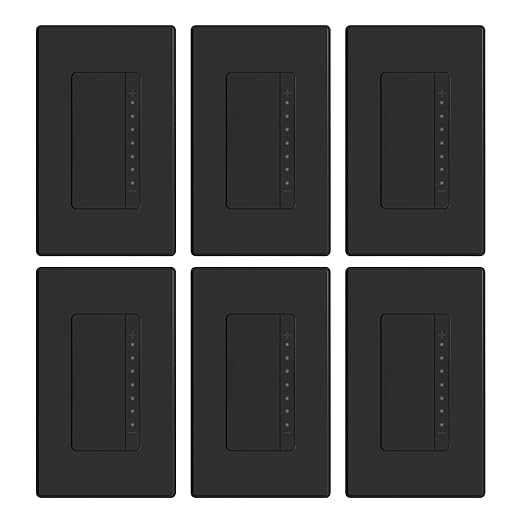 ELEGRP Dimmer Switch, Digital Dimmer Light Switch for LED Lights 150W, INC/HAL 450W, 3 Way LED Dimmer Switch, Needs Neutral Wire, Wall Plate Included, UL Listed, 6 Pack, Matte Black