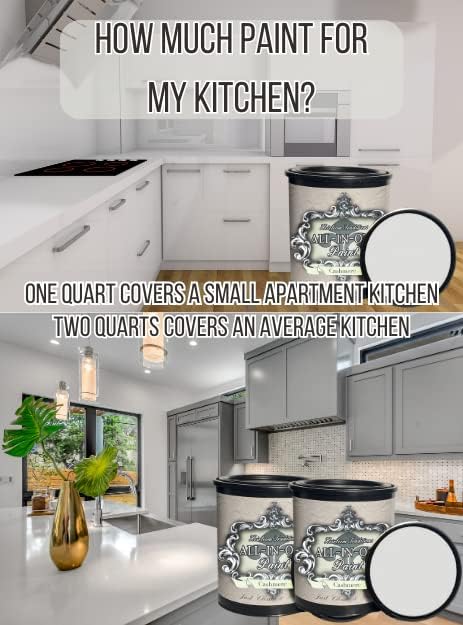 ALL-IN-ONE Paint, Durable cabinet and furniture paint. Built in primer and top coat, no sanding needed. Includes our 30 featured color card - Heathered Gray (light cool gray), Quart