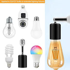 Ceramic & Metal E26 Light Socket Extender,150w-Heat-resistant-Ideal for Light Holder Extension,Electrical Socket Extender 180° Bendable Socket Adapter Screw Base Light Bulb Socket, 2pcs (Black)