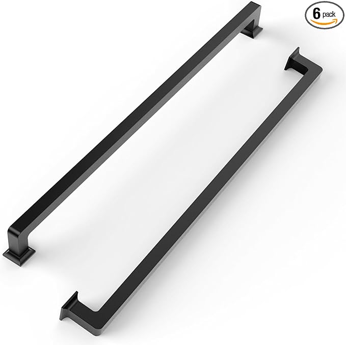 FILTA Cabinet Handles 15 Inch 6 Pack Matte Black Cabinet Pulls for Kitchen Metal Drawer Pulls Modern Cabient Hardware Cupboard Handles