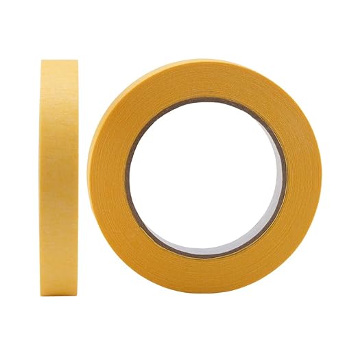 Lichamp 20-Pack Automotive Refinish Masking Tape Yellow 18mm x 55m, Cars Vehicles Auto Body Paint Tape, Automotive Painters Tapes Bulk Set 0.7-inch x 180-foot x 20 Rolls