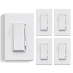 ELEGRP Dimmer Light Switch for 300W Dimmable LED/CFL Lights and 600W INC/HAL Bulbs, Single Pole/3-Way LED Slide Dimmer Light Switch, Wall Plate Included, UL Listed, 5 Pack, White