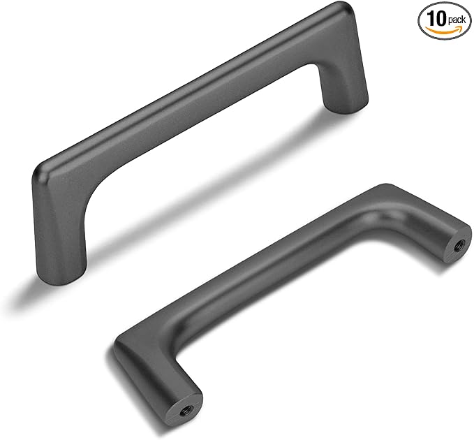 10 Pack 3.75 Inch(96mm) Hole Center Modern Matte Dark Gunmetal Gray Cabinet Pull Handle Timeless Vanity Drawer Pull Handle Classic Cabinet Hardware for Kitchen Bathroom, Screws Included, Gray(3.75x10)