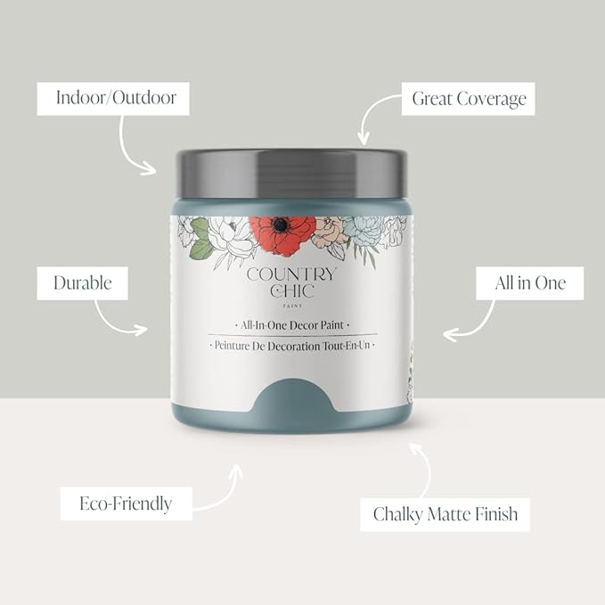 Country Chic All-in-One Chalk Paint for Furniture, Cabinets, Home Decor, Eco-Friendly, Matte Finish, Built-In Primer & Top Coat for Wood, Metal - Nightfall (Blue) - 4 oz (118 ml)