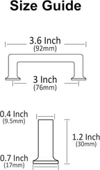 Alzassbg 6 Pack Champagne Bronze Cabinet Pulls, 3 Inch(76mm) Hole Centers Cabinet Handles Square Kitchen Hardware for Cabinets AL3046TGP