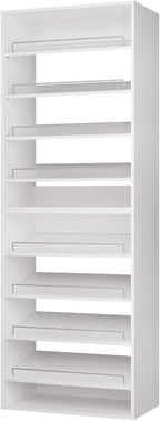 ROOMTEC Modular Closet System, 31.5" Shoe Shelf Closet Tower Wall-Mounted Closet Organizer, Wooden Tower for Walk-In Closets, Wardrobe Storage Kit, White