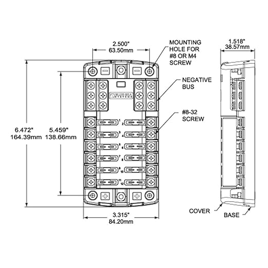 Blue Sea Systems 5031 ST Blade Fuse Block 12 Circuit with Ground, 100 Amps