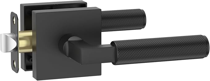 Amerdeco 1 Pack Matte Black Passage Door Handles,Heavy Duty Non-Locking Door Lever for Hall, Closet,Office Area, Shopping Malls AM0021