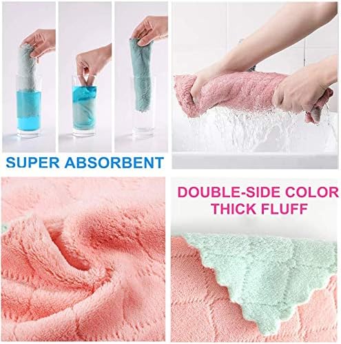 4-Pack 9.85"x9.85" Microfiber Cleaning Cloth，Dish Towels, Double-Sided Dish Drying Towels，Reusable Household Cleaning Cloths for House Furniture Table Kitchen Dish Window Glasses