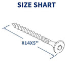 Lag Screws 5 Inch, 50PCS Heavy Duty Construction Screw, Structural Wood Screw #14 x 5, Rust Resistant, Washer Head, Yellow Coated Exterior Wood/Lag Screws, Star Drive with Bit