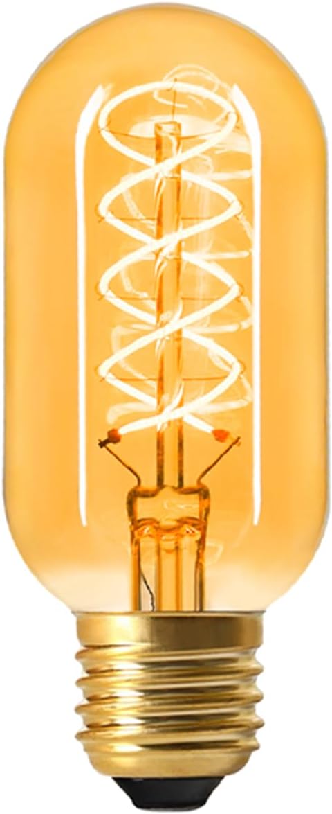 AMDTU E26 Edison Bulbs 60 Watts Equivalent, 600 Lumens LED Bulbs 7W, Ultra Filament Spiral E26 Base Edison LED Bulbs Dimmable, Warm Yellow 2200K T45 Amber Glass Tubular Light Bulbs 2 Pack