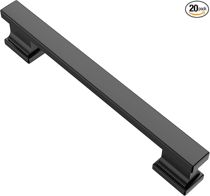 Alzassbg 20 Pack Matt Black Cabinet Pulls, 5 Inch(128mm) Hole Centers Kitchen Cabinet Handles for Cabinets and Drawers AL3061MB