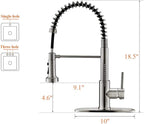RULIA Kitchen Faucet, Kitchen Sink Faucet, Sink Faucet, Spring Pull-Down Kitchen Faucets, Bar Kitchen Faucet, Brushed Nickel, Stainless Steel, RB1027