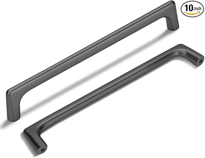 10 Pack 7.5 Inch(192mm) Hole Center Modern Matte Dark Gunmetal Gray Cabinet Pull Handle Timeless Vanity Drawer Pull Handle Classic Cabinet Hardware for Kitchen Bathroom, Screws Included, Gray(7.5x10)
