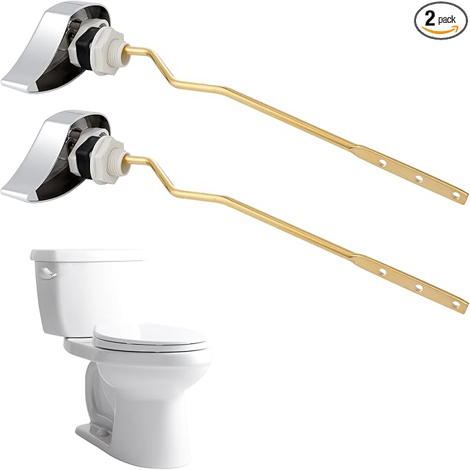 Hibbent 2 Pack Metal Toilet Handle Replacement, Compatible with TOTO THU068#CP Trip Lvr for St743S, Brass Handle Trip Lever, Side Mount Toilet Tank Flush Lever, Chrome