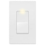 LIDER Minimalist Design Matte Finish Lighted Decorator Switch with Screwless Wall Plate, Frameless Paddle Light Switch with Locator Light, 3-Way, Grounding Screw, 15A 125V, UL Listed, White