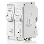 Leviton Surge Protective Device with Two 15A 1-Pole Plug-On Standard Branch Circuit Breakers, Hydraulic Magnetic, 120/240 VAC, LSPD1, White