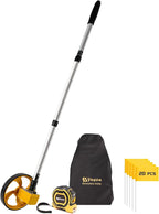Rolling Measuring Wheel in Feet, One Key to Reset | Digital Gear Counter | Double Telescopic,Outdoor Measure Wheel with Mark Flags, Tape Measure and Canvas Carrying Bag, 6 Inch, Up to 9999Ft
