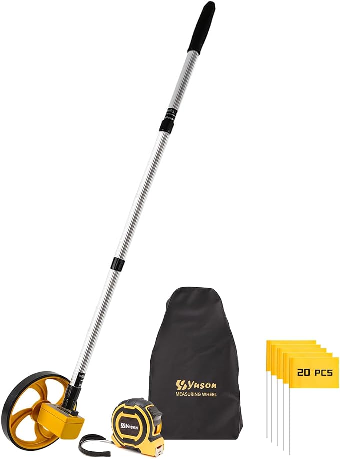 Rolling Measuring Wheel in Feet, One Key to Reset | Digital Gear Counter | Double Telescopic,Outdoor Measure Wheel with Mark Flags, Tape Measure and Canvas Carrying Bag, 6 Inch, Up to 9999Ft
