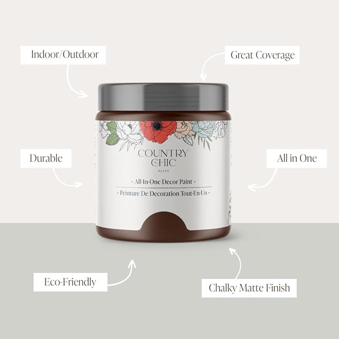Country Chic All-in-One Chalk Paint for Furniture, Cabinets, Home Decor, Eco-Friendly, Matte Finish, Built-In Primer & Top Coat for Wood, Metal - Leather Bound (Chocolate Brown) - 8 oz (237 ml)