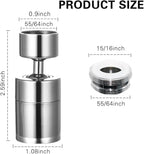 2 Pack Sink Faucet Aerator 360 Degree Swivel Kitchen Faucet Sprayer Attachment,Dual Water Flow Modes, 55/64 Inch-27UNS Female Thread,15/16 Inch-27UNS Male Thread Adapters