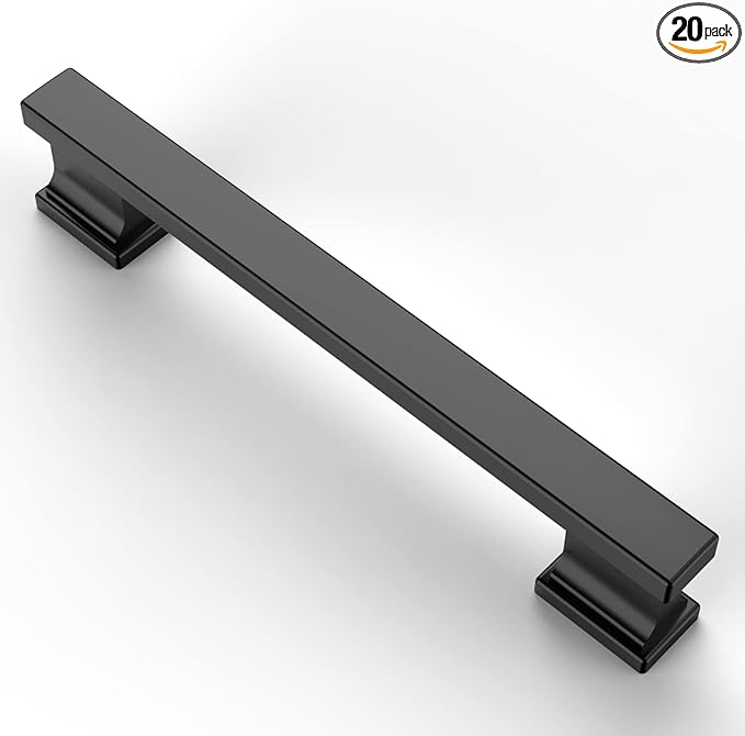 Asidrama 20 Pack 5 Inch(128mm) Matte Black Kitchen Cabinet Handles, Cabinet Pulls Kitchen Cabinet Hardware for Cupboard Drawer Pulls