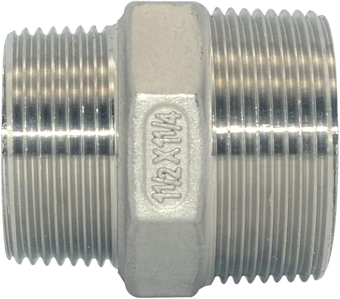 1-1/2" x 1-1/4" Male Threaded Reducing Nipple Fitting/Adapter,Stainless Steel SS304 NPT Pipe Hex Reducer
