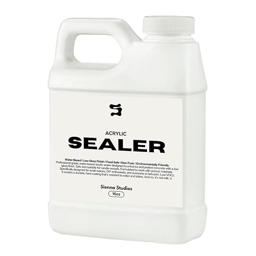 Acrylic Sealer for Concrete & Cement Crafts – Low Gloss, Non-Toxic, Water Resistant, Food Safe – Compatible with Jesmonite – 16 oz