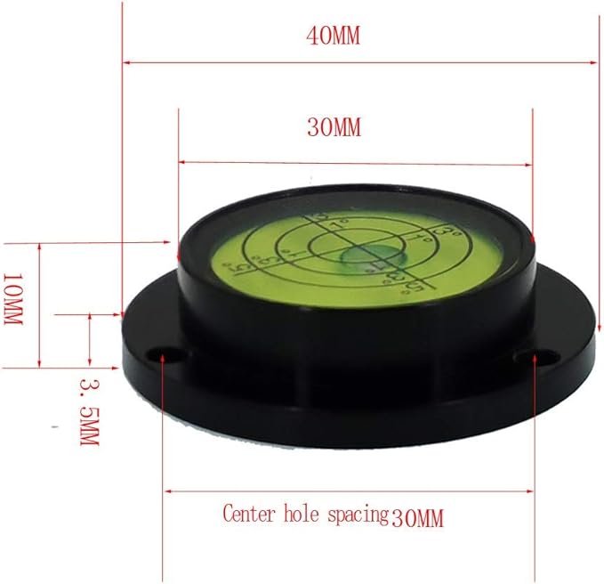 UMEI Vientiane scale High precision horizontal bubble Aluminium Case Bullseye Spirit Bubble Surface Level Round Inclinometers Two sizes are available (40X10MM),Clear