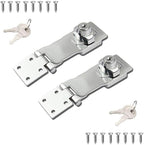2 Packs Keyed Locks Twist Knob Locking Hasp for Small Doors, Cabinets and More,Stainless Steel Steel, Catch Latch Safety Lock with Keys (4inch, Silver)