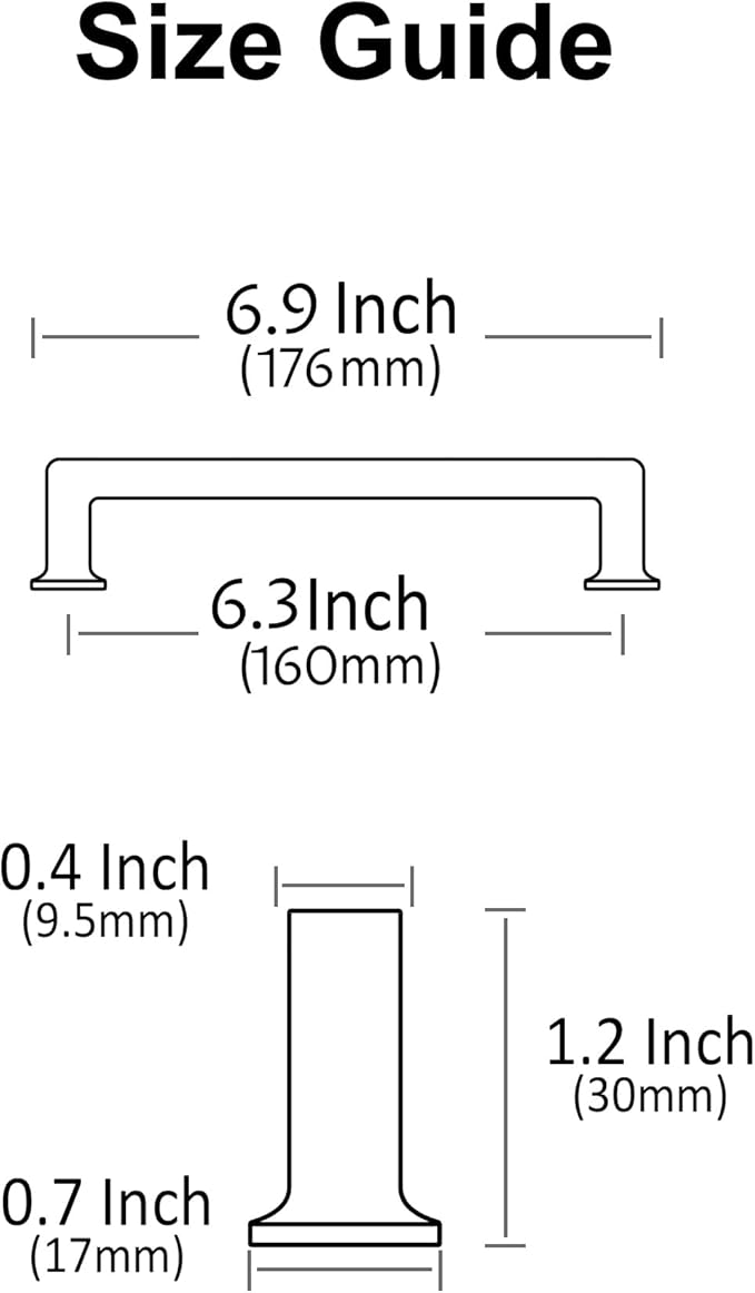 Alzassbg 10 Pack Brushed Satin Nickel Cabinet Pulls, 6-1/4 Inch(160mm) Hole Centers Cabinet Handles Square Kitchen Hardware for Cabinets AL3046SN