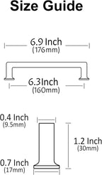 Alzassbg 6 Pack Brushed Satin Nickel Cabinet Pulls, 6-1/4 Inch(160mm) Hole Centers Cabinet Handles Square Kitchen Hardware for Cabinets AL3046SN