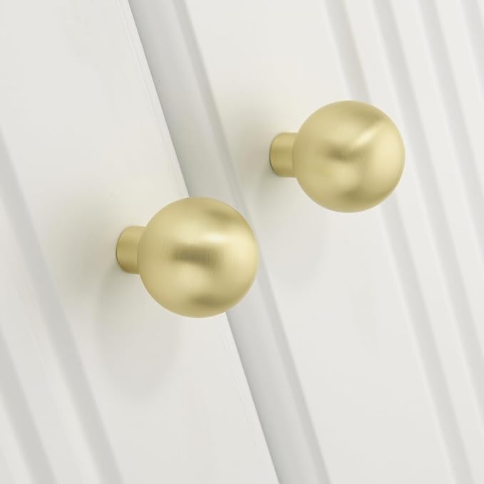 3 Pack Brushed Gold Cabinet Knobs Drawer Knobs Cabinet Pull Handle Timeless Vanity Drawer Pull Handle Classic Cabinet Hardware for Kitchen Dresser Bathroom, Screws Included, B-Gold(1x3)