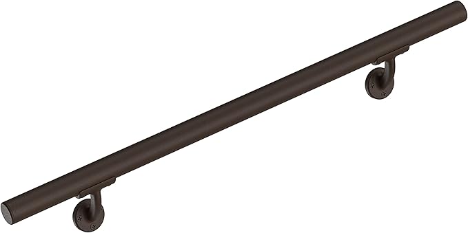 Meranti Aluminum Handrail for Indoor or Outdoor Steps and Stairs – Hand Rails for Elderly – DIY Complete Stair Railing Kit (AHR, Bronze Textured, 10' Length)