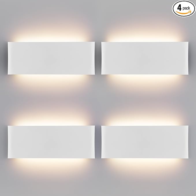 15"Modern LED vanity light,20W Dimmable 5 CCT (3000K-6500K) Adjustable Wall Lamp,Up and Down Wall Lighting,Indoor Wall Sconce for Bedroom,Staircase,Hallway,Dressing Table,4 Pack（White）